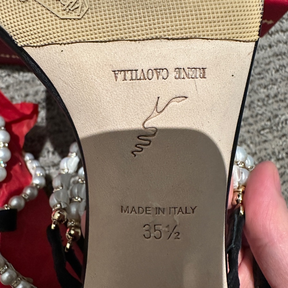 RENE CAOVILLA
Eliza 40 Leather Pearl Thong Heeled Sandals - Picture 4 of 6